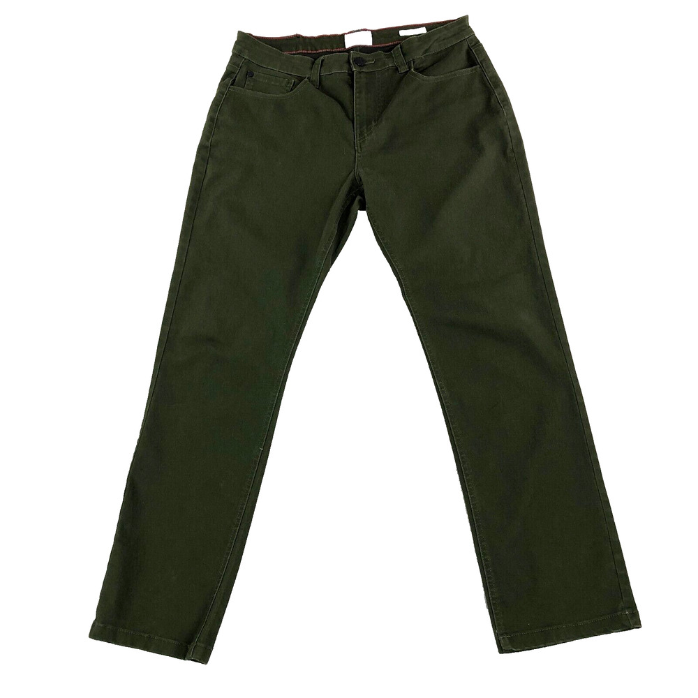 TWICE Jeans Mens 34x30 (Actual 32x28) Slim Straight Leg Dark Green Mid Rise